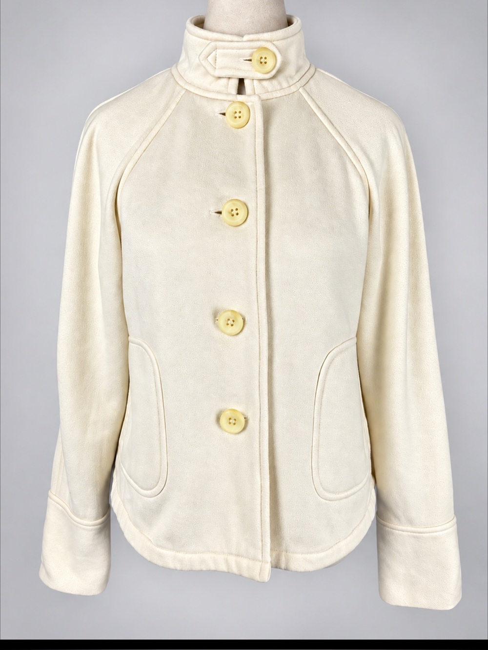Straight Down Ivory Fleece Jacket S Equestrian Country Club High Collar